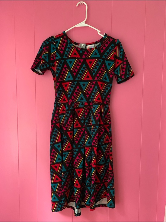 LuLaRoe Dresses & Skirts - LuLaRoe Multicolor Geometric Fit & Flare Dress - Teal, Red, Black Print XS
